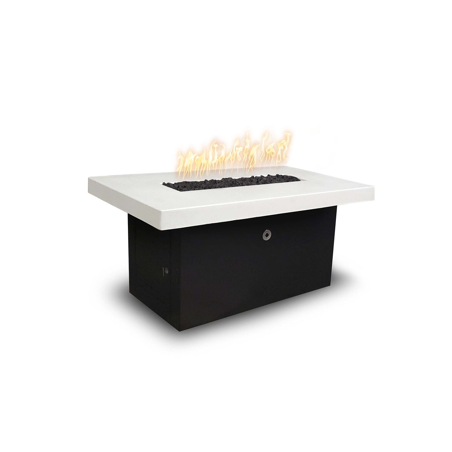 The Outdoor Plus Alberta 36" Black & White Powder Coated Metal Liquid Propane Fire Table with Flame Sense with Spark Ignition