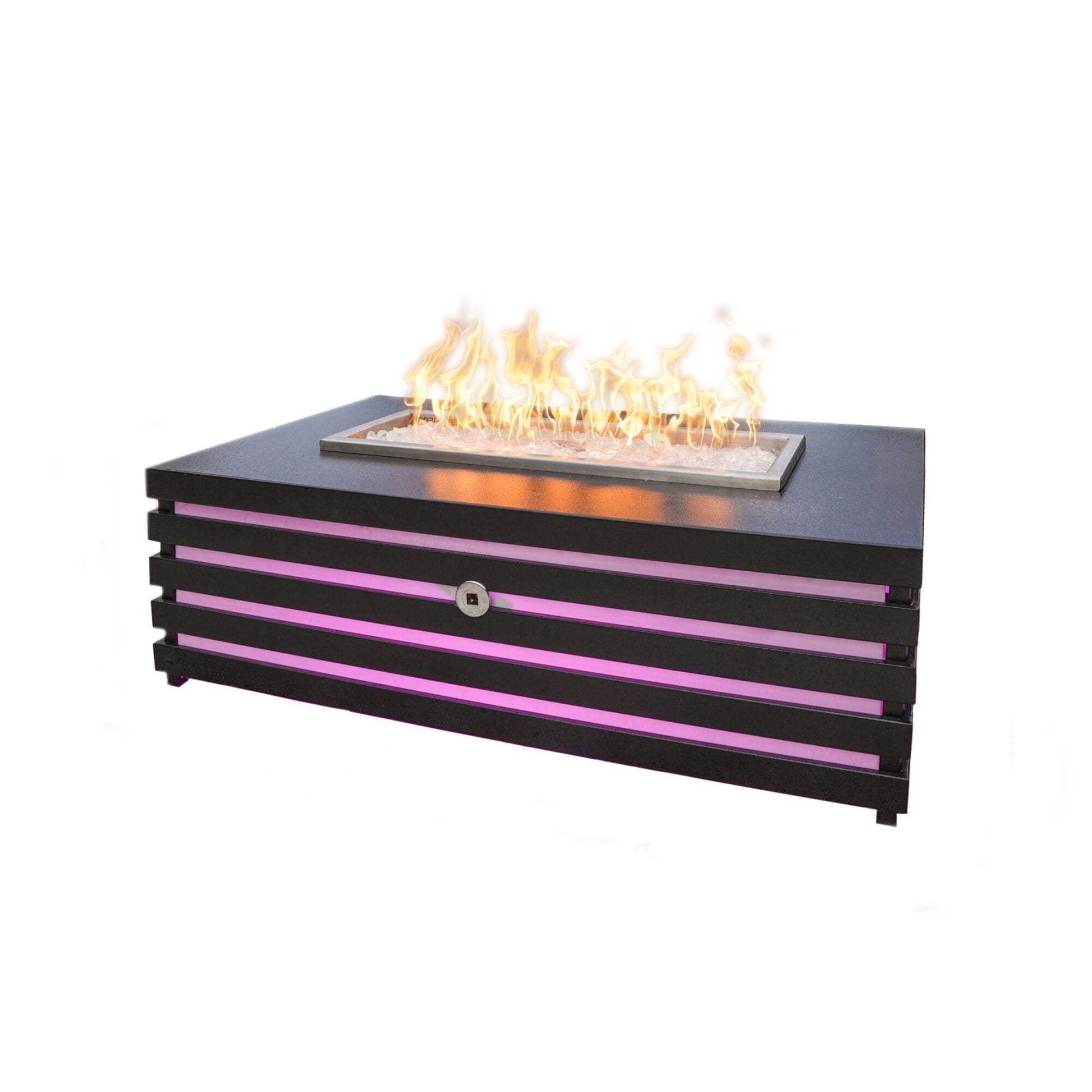 The Outdoor Plus Amina 48" Black Powder Coated Liquid Propane Fire Pit with 110V Electronic Ignition