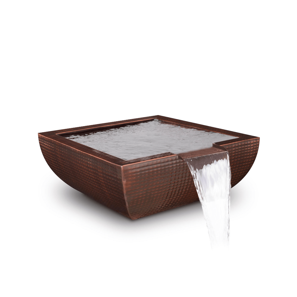 The Outdoor Plus Avalon Hammered Copper & Stainless Steel Square Water Bowl