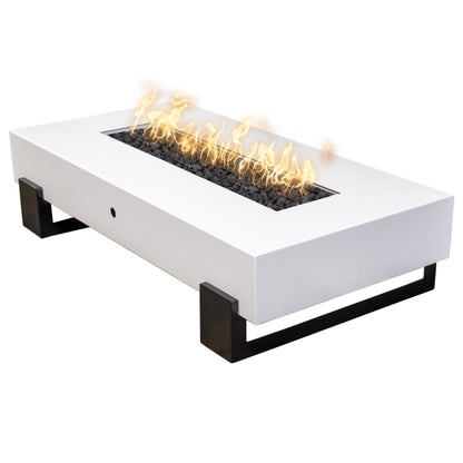 The Outdoor Plus Baja 72" Black & White Powder Coated Metal Liquid Propane Fire Pit with Match Lit with Flame Sense Ignition