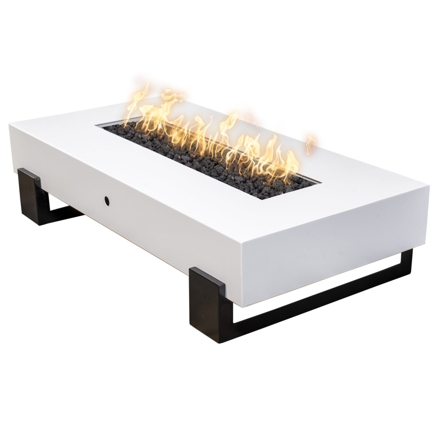 The Outdoor Plus Baja 72" Black & White Powder Coated Metal Natural Gas Fire Pit with Flame Sense with Spark Ignition