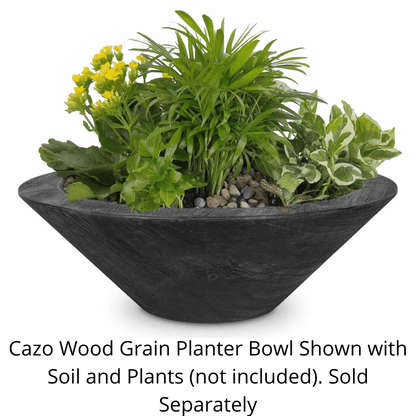 The Outdoor Plus Cazo GFRC Wood Grain Concrete Round Planter Bowl