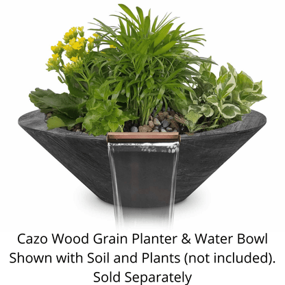The Outdoor Plus Cazo GFRC Wood Grain Concrete Round Planter & Water Bowl