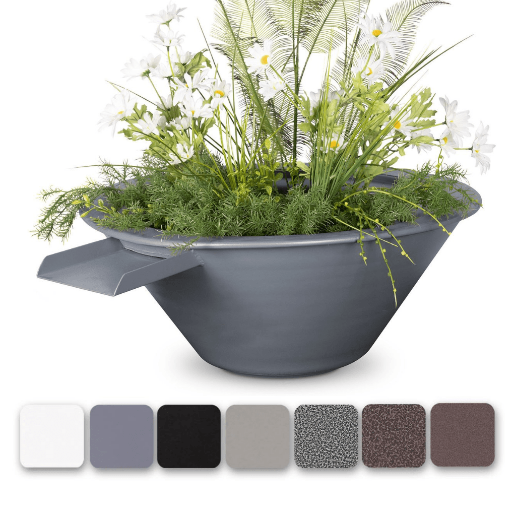 The Outdoor Plus Cazo Powder Coated Steel Round Planter & Water Bowl