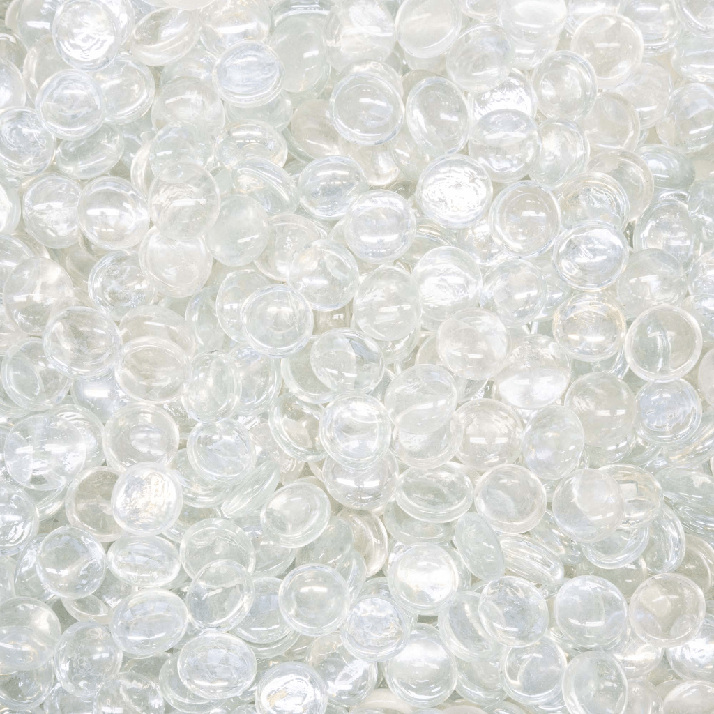 Fire Glass 3/4-Inch Clear Pebble / 25 lb Bag The Outdoor Plus Fire Glass Media for Fire Bowl and Pit