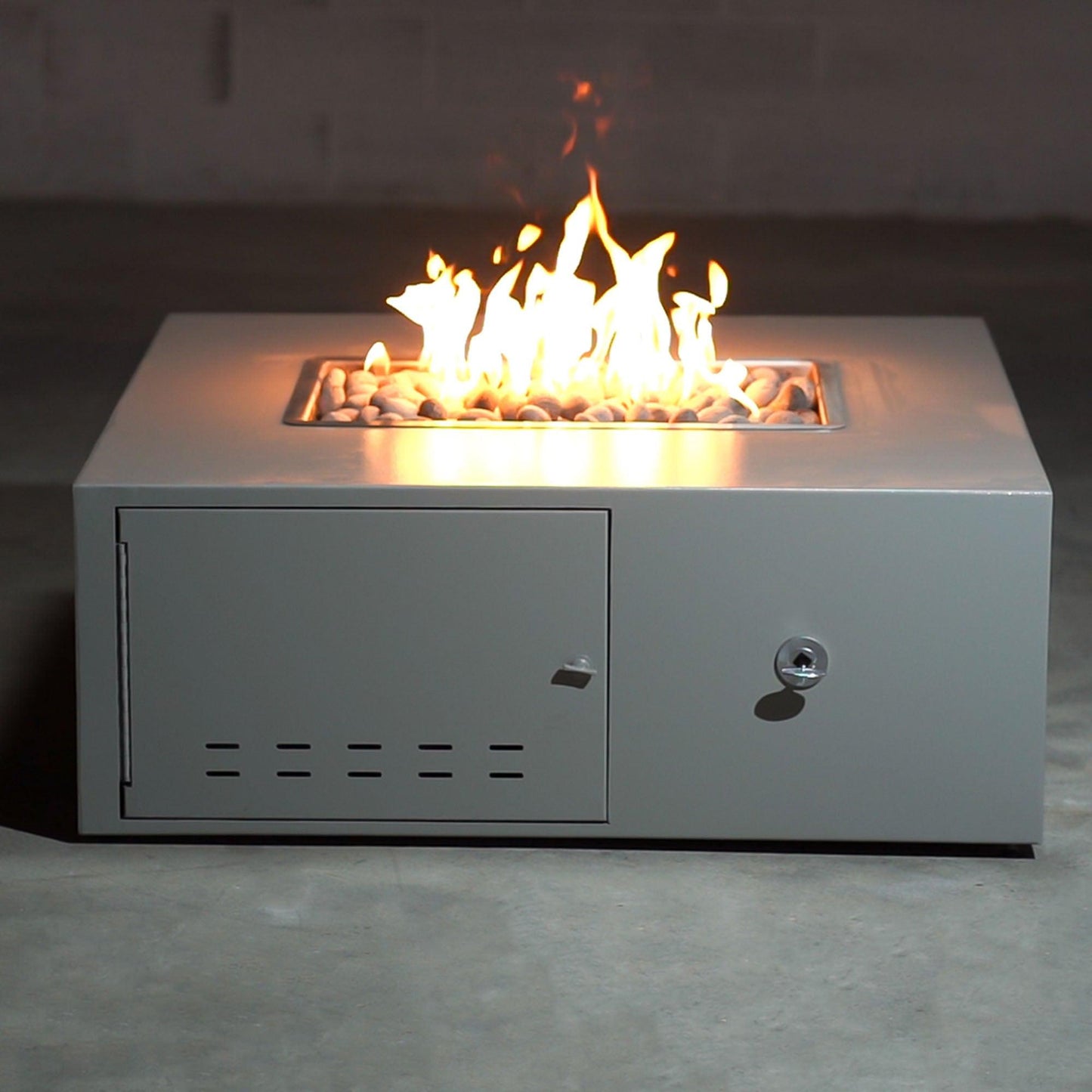 The Outdoor Plus Gallaway 60" Silver Vein Powder Coated Natural Gas Fire Pit with Flame Sense with Spark Ignition