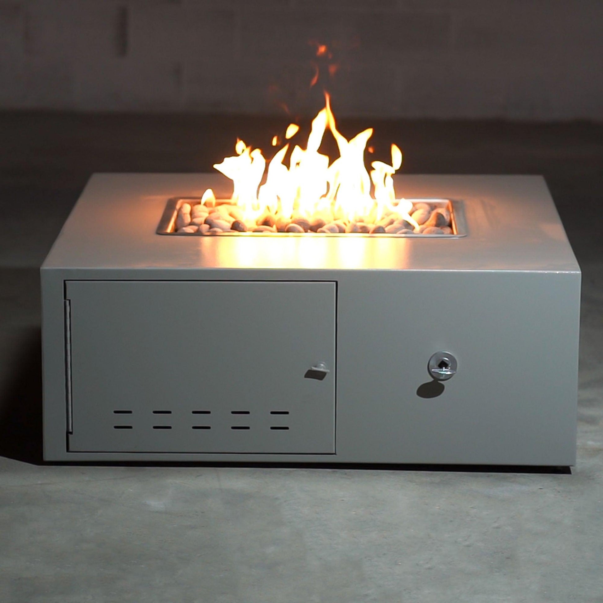 The Outdoor Plus Gallaway 60" Silver Vein Powder Coated Natural Gas Fire Pit with Flame Sense with Spark Ignition