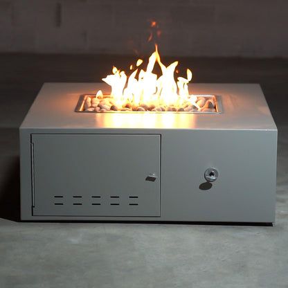 The Outdoor Plus Gallaway 60" Silver Vein Powder Coated Natural Gas Fire Pit with Flame Sense with Spark Ignition