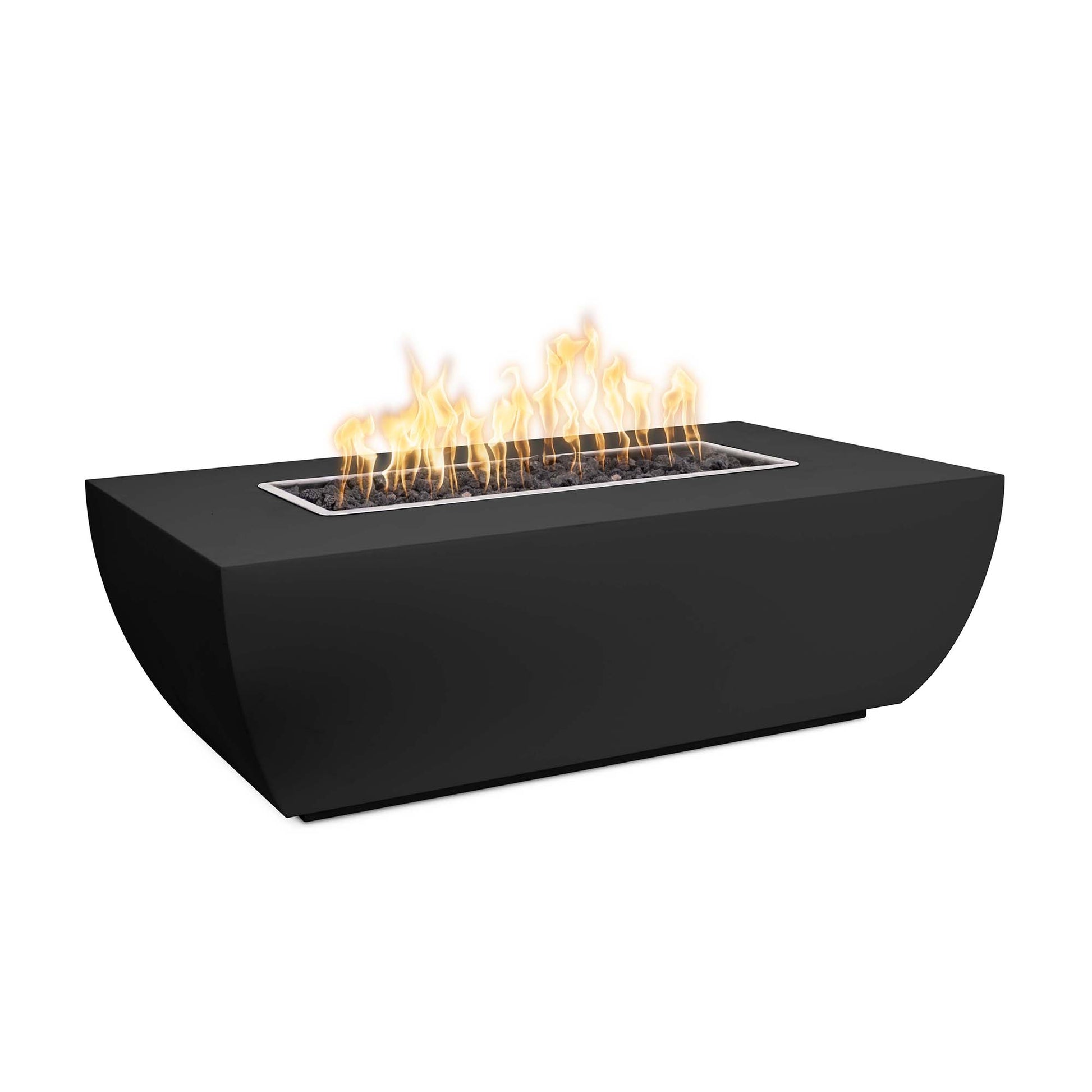 The Outdoor Plus Linear Avalon 48" Hammered Copper Natural Gas Fire Pit 15” Tall with Match Lit with Flame Sense Ignition