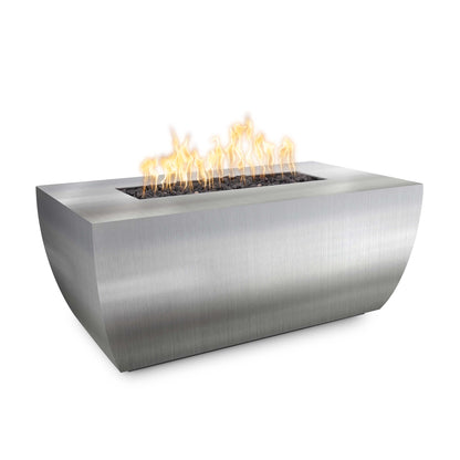 The Outdoor Plus Linear Avalon 84" Hammered Copper Natural Gas Fire Pit 24” Tall with Flame Sense with Spark Ignition