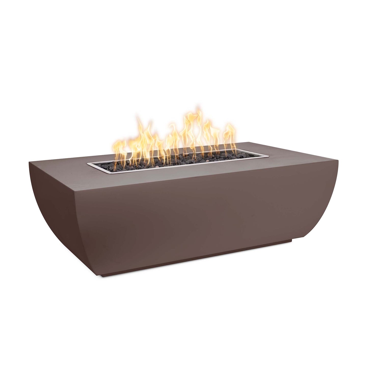 The Outdoor Plus Linear Avalon 84" Java Powder Coated Metal Natural Gas Fire Pit - 15" Tall with Match Lit Ignition