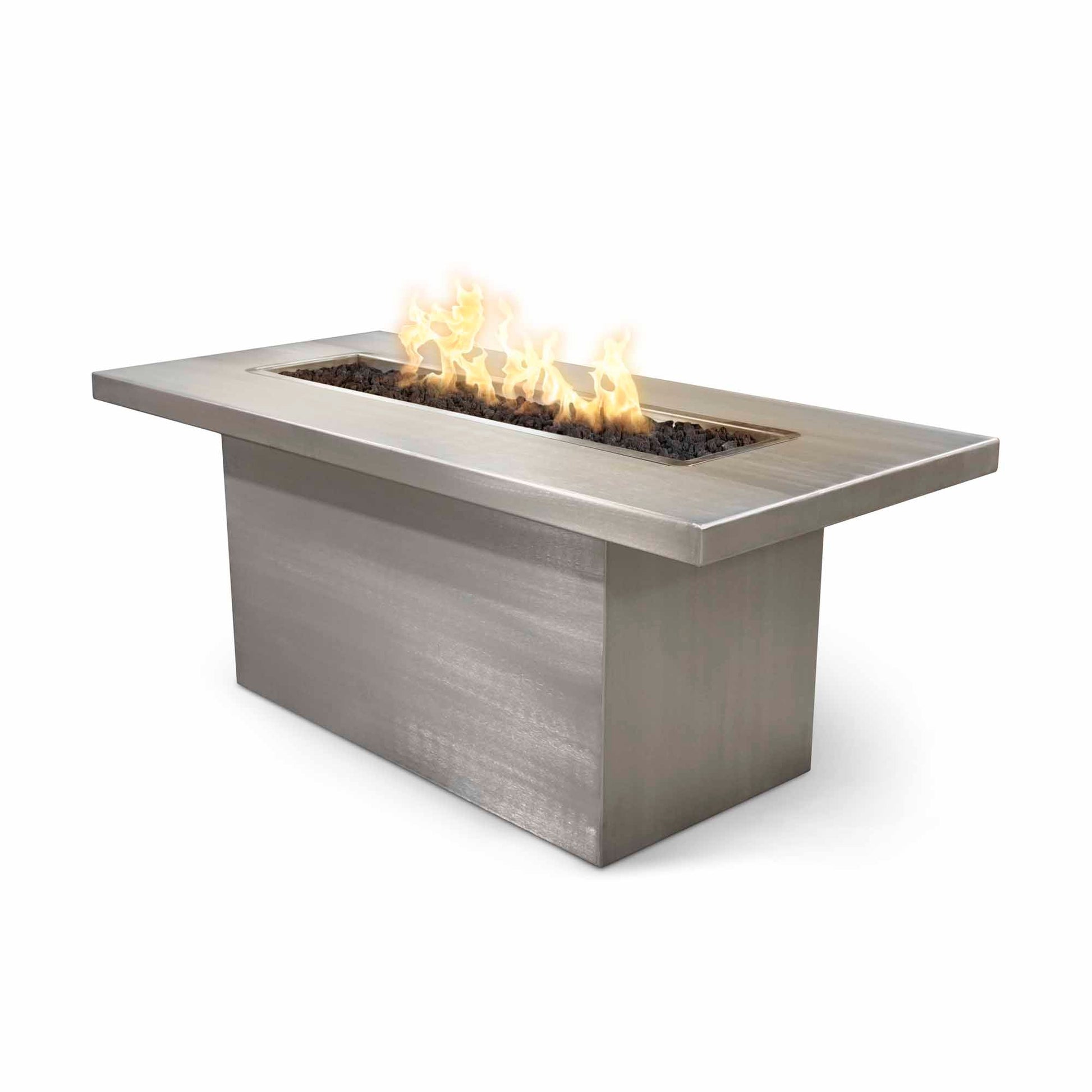 The Outdoor Plus Linear Bella 60" Hammered Copper Natural Gas Fire Pit with Match Lit with Flame Sense Ignition