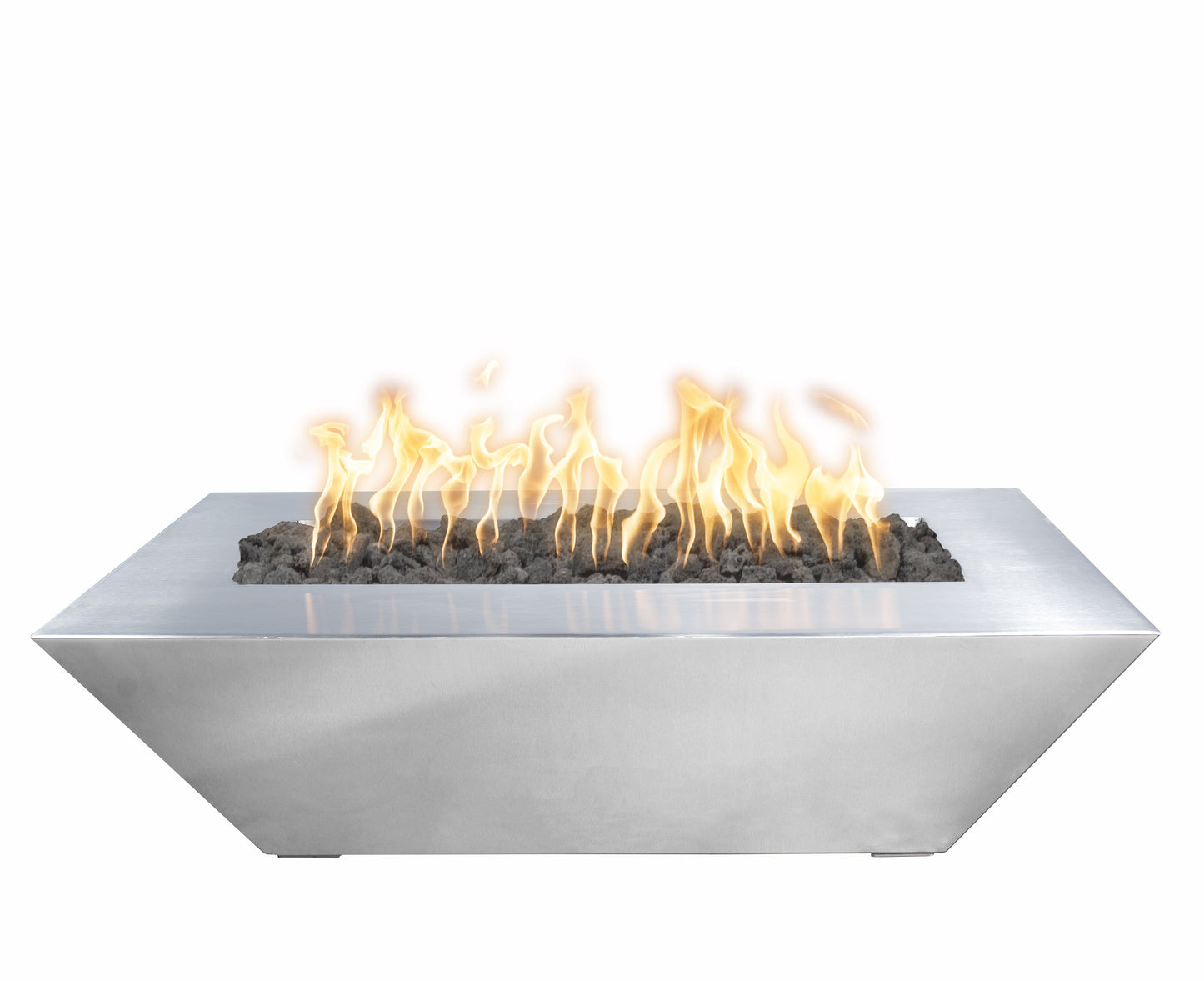 The Outdoor Plus Linear Maya 48" Stainless Steel Liquid Propane Fire Bowl with 12V Electronic Ignition