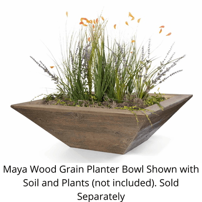 The Outdoor Plus Maya GFRC Wood Grain Concrete Square Planter Bowl
