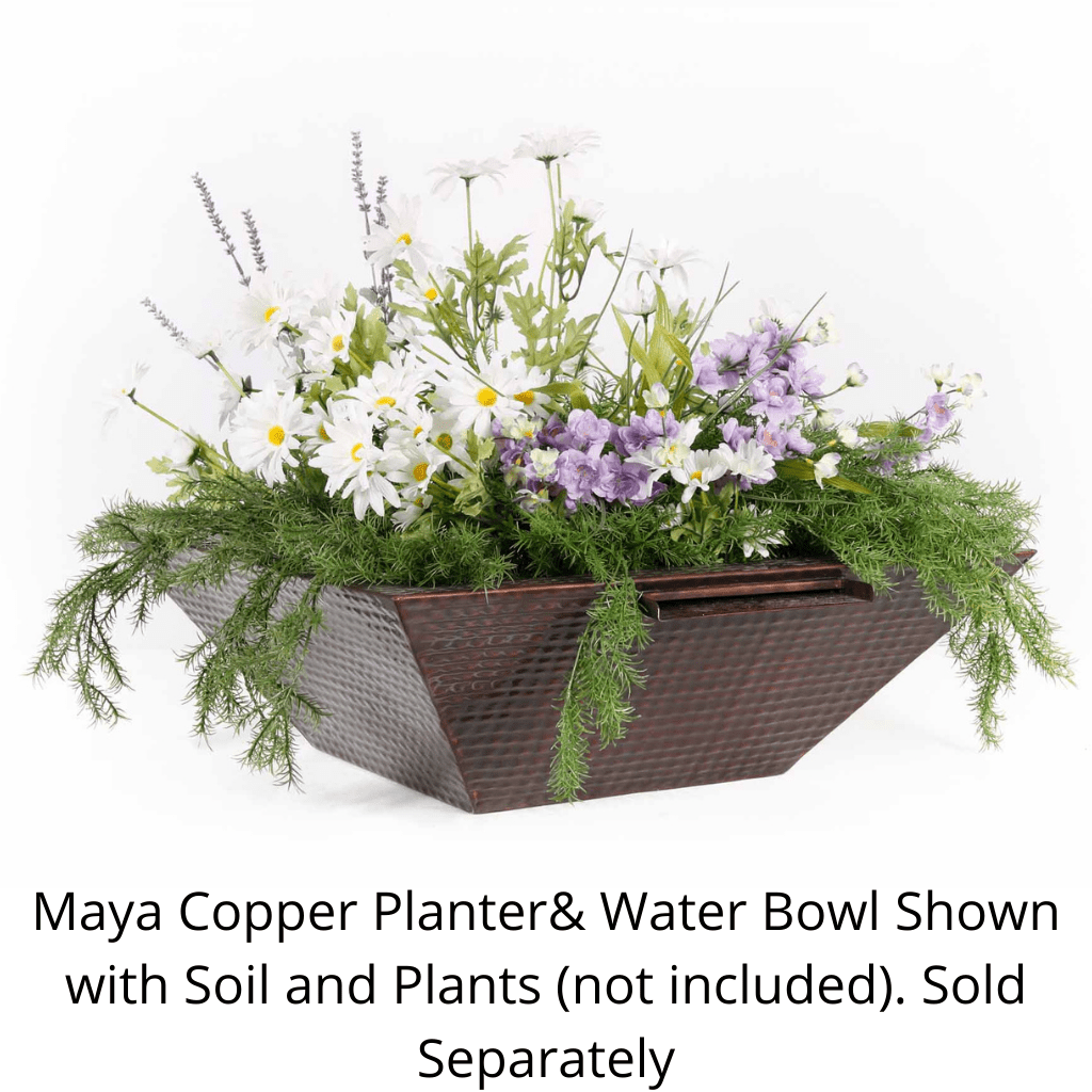 The Outdoor Plus Maya Hammered Copper Square Planter & Water Bowl