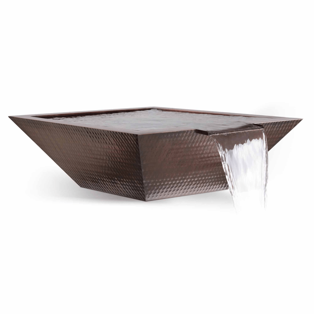 The Outdoor Plus Maya Hammered Copper Square Water Bowl