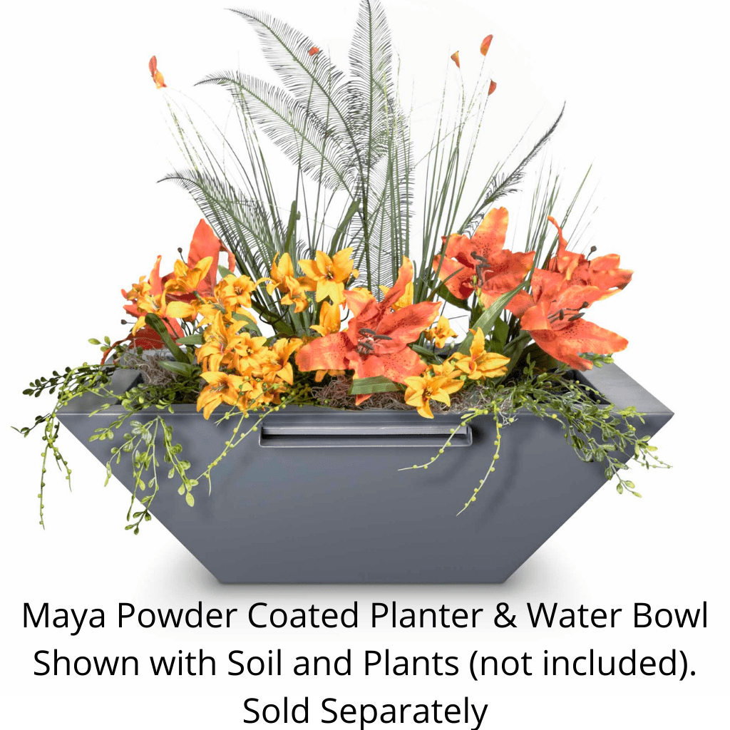 The Outdoor Plus Maya Powder Coated Steel Square Planter & Water Bowl