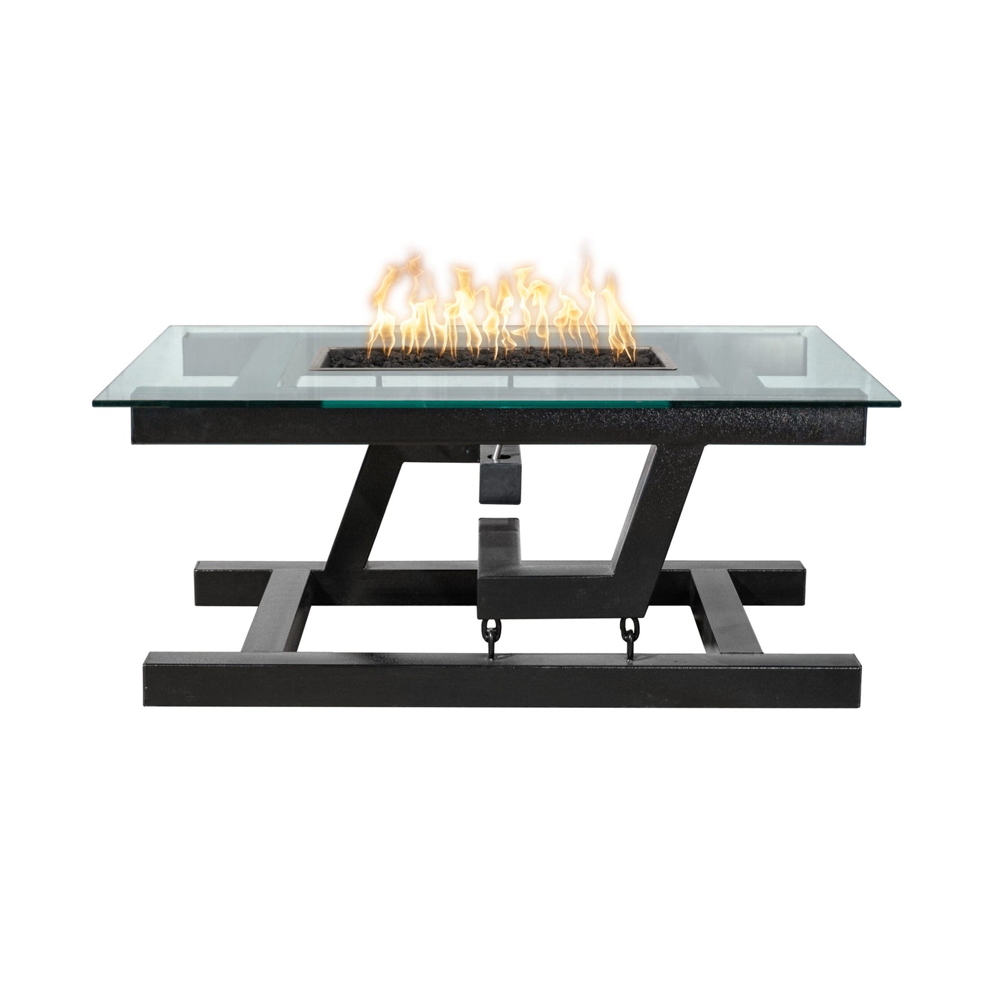 The Outdoor Plus Newton 38" Pewter Powder Coated Metal Liquid Propane Fire Pit with Floating Appearance & Match Lit Ignition