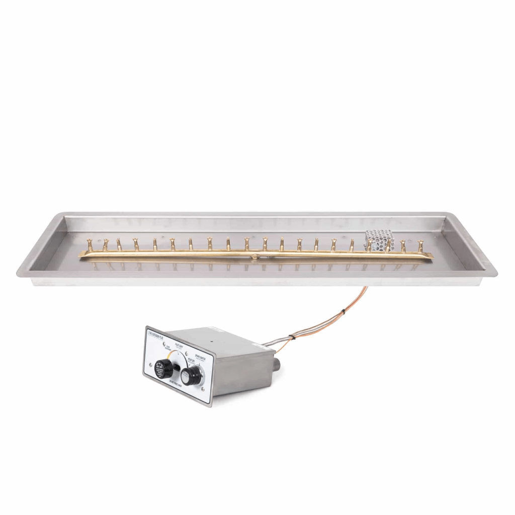 The Outdoor Plus Rectangular Drop-in Pan With Brass Linear Bullet Burner