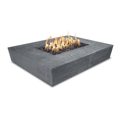 The Outdoor Plus Rectangular Heiko 58" Black GFRC Concrete Natural Gas Fire Pit with 110V Electronic Ignition