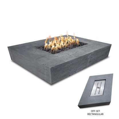 The Outdoor Plus Rectangular Heiko 58" Metallic Bronze GFRC Concrete Natural Gas Fire Pit with 12V Electronic Ignition