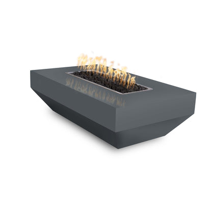 The Outdoor Plus Rectangular Moderno 48" Java Powder Coated Metal Liquid Propane Fire Pit with 12V Electronic Ignition