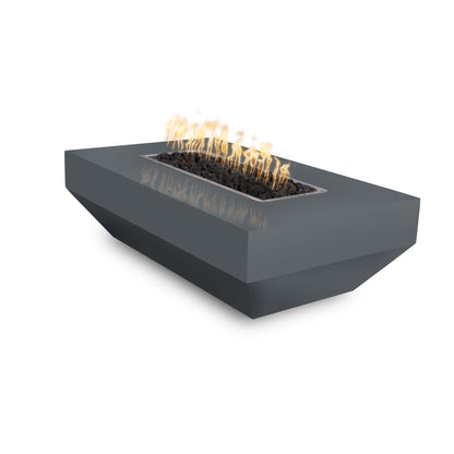 The Outdoor Plus Rectangular Moderno 60" Black Powder Coated Metal Natural Gas Fire Pit with 110V Electronic Ignition