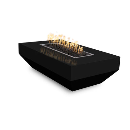 The Outdoor Plus Rectangular Moderno 96" Java Powder Coated Metal Liquid Propane Fire Pit with Match Lit Ignition