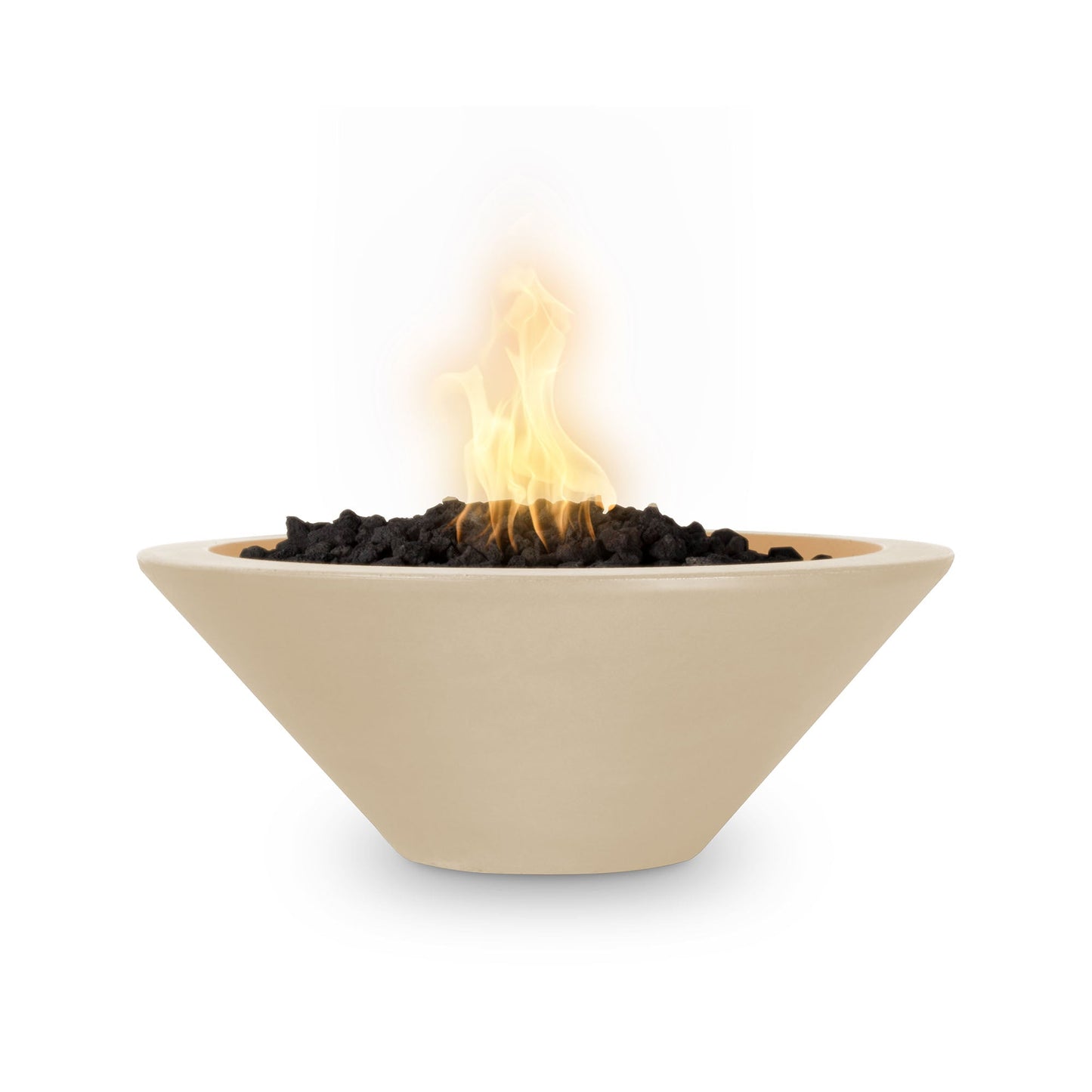 The Outdoor Plus Round Cazo 24" Metallic Copper GFRC Concrete Natural Gas Fire Bowl with Match Lit with Flame Sense Ignition
