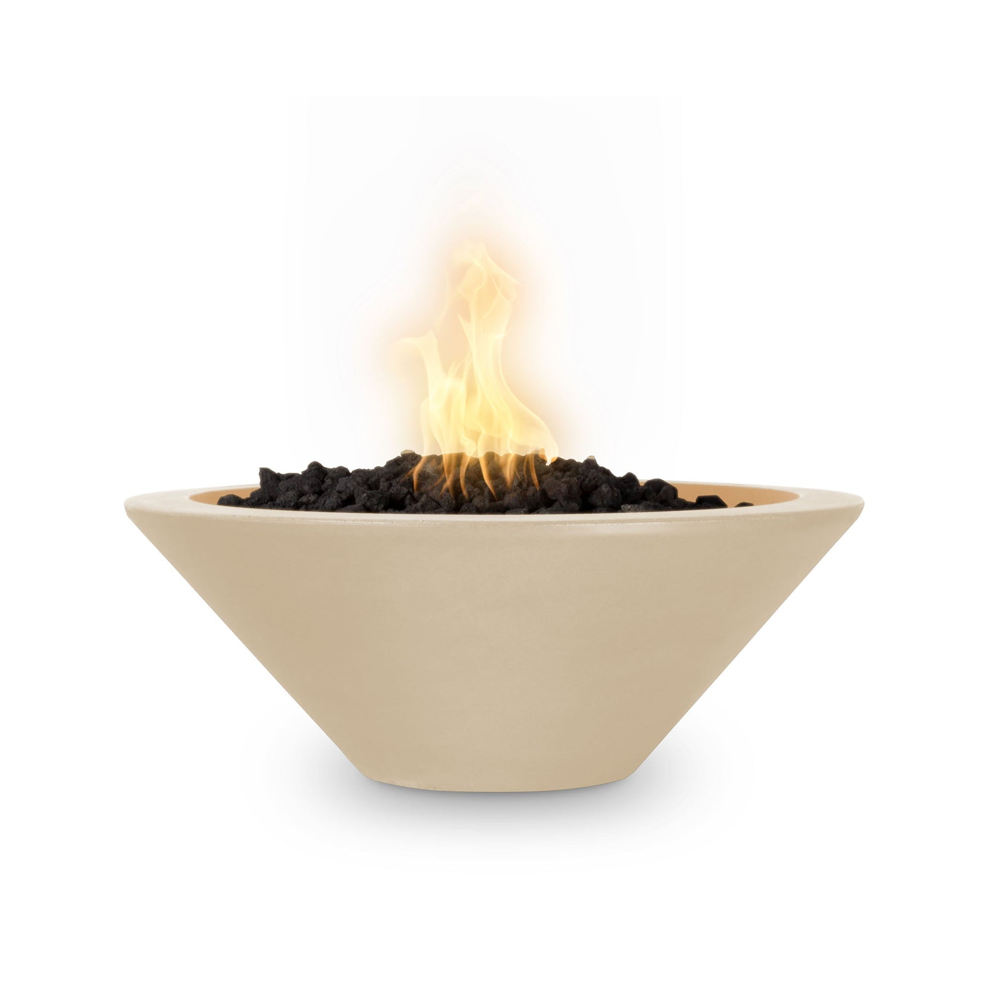 The Outdoor Plus Round Cazo 24" Metallic Copper GFRC Concrete Natural Gas Fire Bowl with Match Lit with Flame Sense Ignition