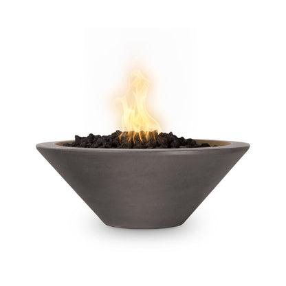 The Outdoor Plus Round Cazo 24" Rustic Gray GFRC Concrete Liquid Propane Fire Bowl with Match Lit with Flame Sense Ignition
