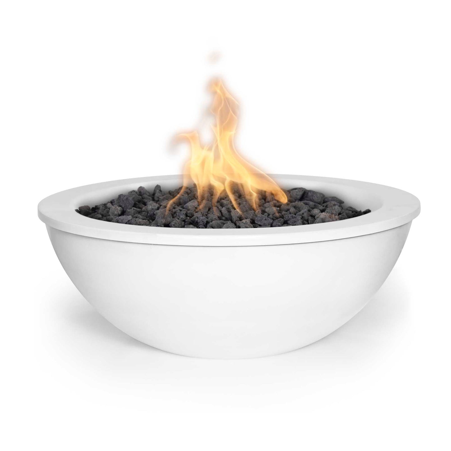 The Outdoor Plus Round Cazo 31" Metallic Slate GFRC Concrete Liquid Propane Fire & Water Bowl with Match Lit with Flame Sense Ignition