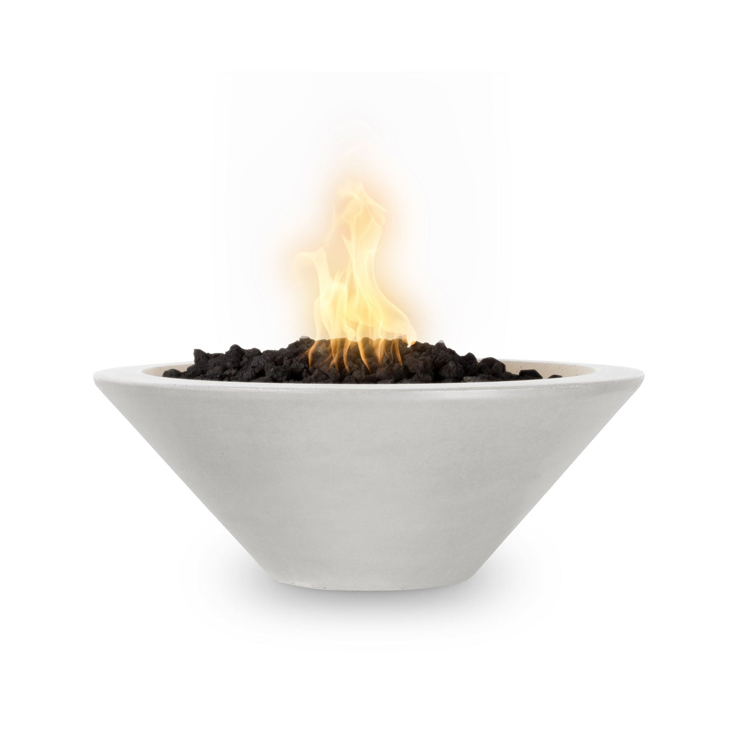 The Outdoor Plus Round Cazo 36" Chestnut GFRC Concrete Natural Gas Fire Bowl with Match Lit with Flame Sense Ignition