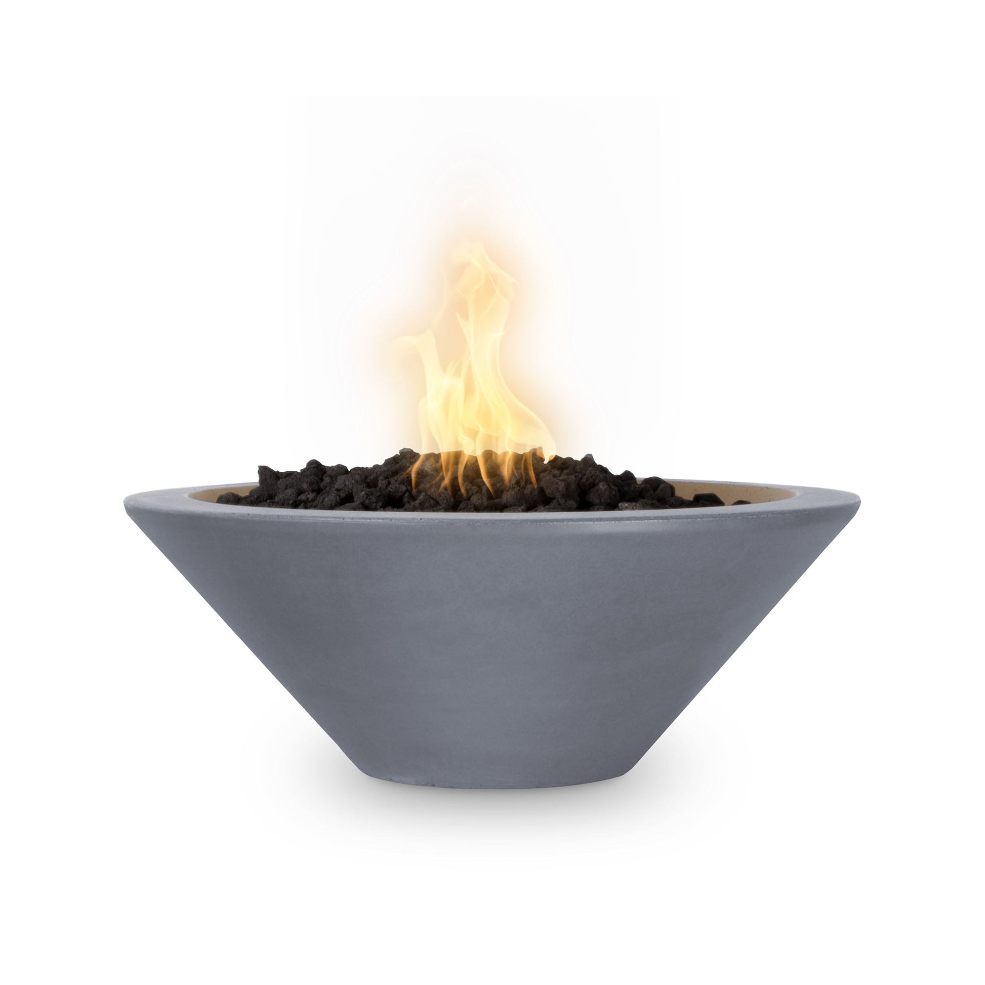 The Outdoor Plus Round Cazo 36" Chestnut GFRC Concrete Natural Gas Fire Bowl with Match Lit with Flame Sense Ignition