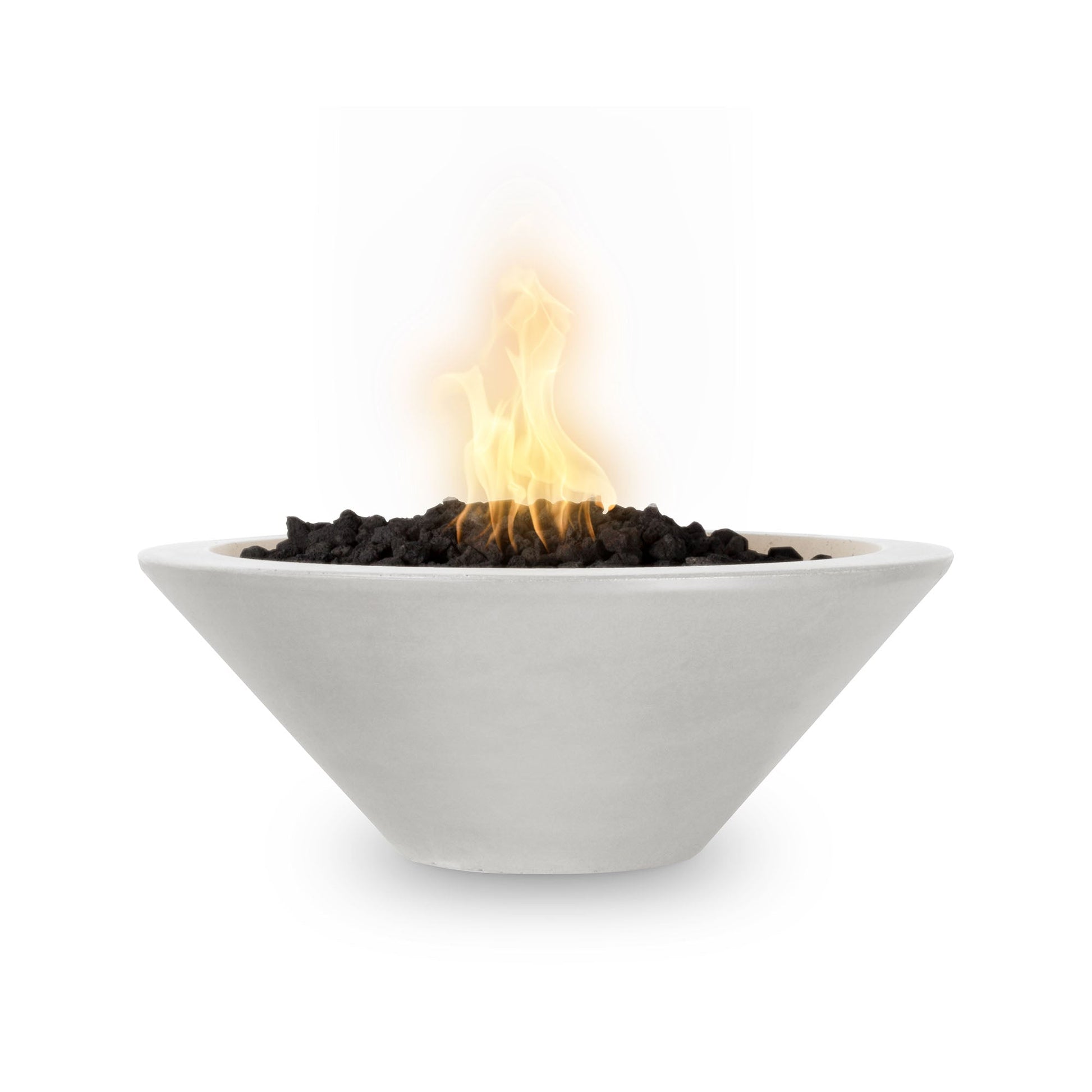 The Outdoor Plus Round Cazo 36" Rustic Gray GFRC Concrete Natural Gas Fire Bowl with Match Lit with Flame Sense Ignition
