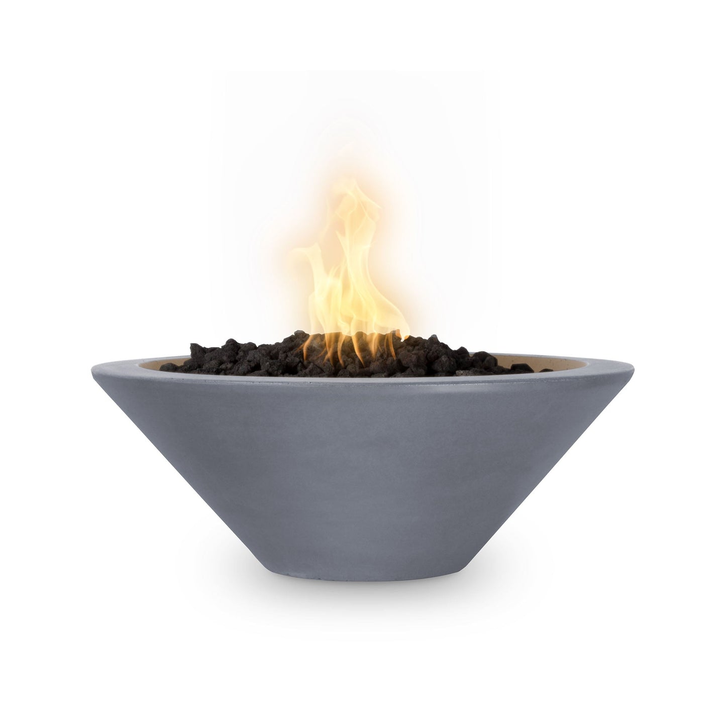 The Outdoor Plus Round Cazo 36" Rustic Gray GFRC Concrete Natural Gas Fire Bowl with Match Lit with Flame Sense Ignition