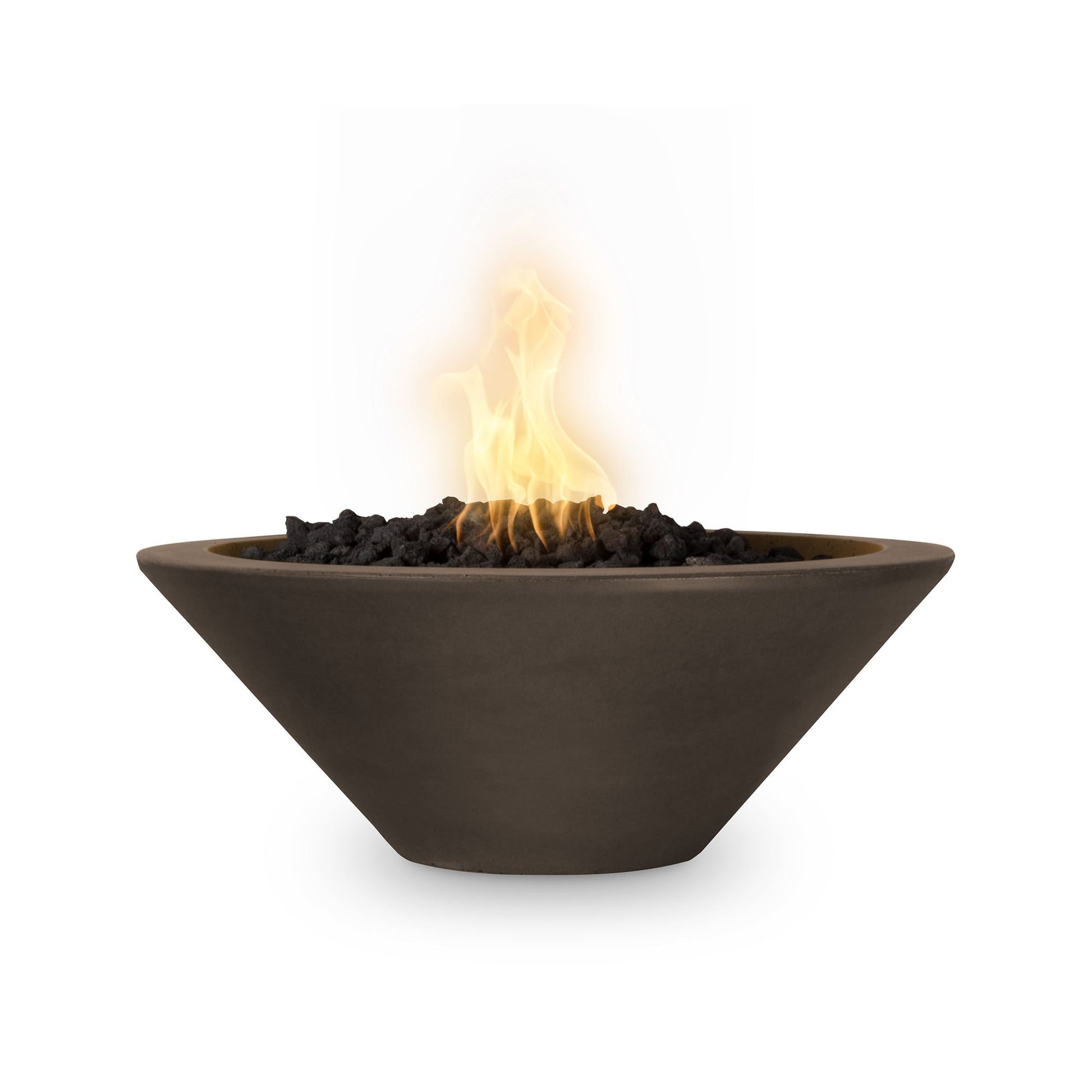 The Outdoor Plus Round Cazo 36" Rustic Gray GFRC Concrete Natural Gas Fire Bowl with Match Lit with Flame Sense Ignition