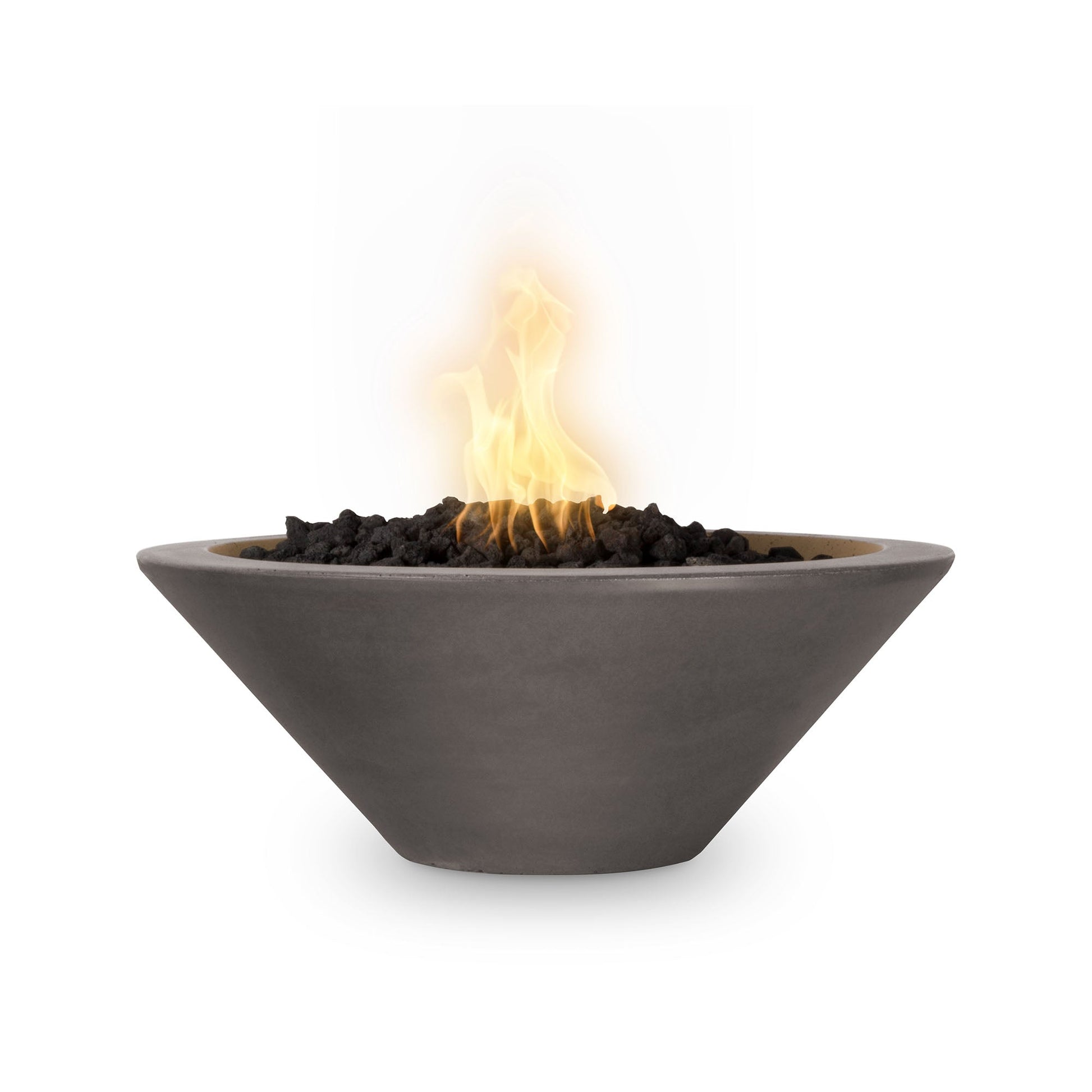 The Outdoor Plus Round Cazo 36" Rustic Gray GFRC Concrete Natural Gas Fire Bowl with Match Lit with Flame Sense Ignition