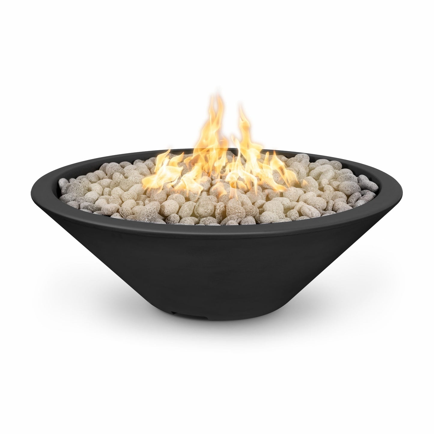 The Outdoor Plus Round Cazo 48" Black Powder Coated Metal Liquid Propane Fire Pit with 12V Electronic Ignition