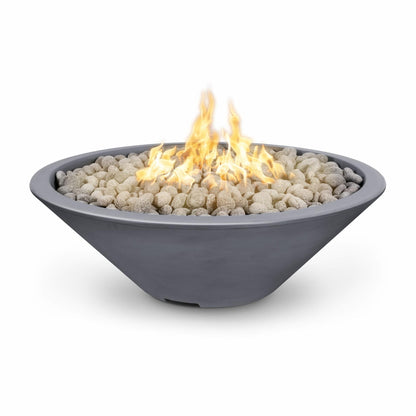 The Outdoor Plus Round Cazo 60" Gray Powder Coated Metal Liquid Propane Fire Pit with Match Lit with Flame Sense Ignition
