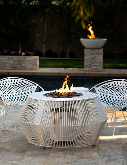 The Outdoor Plus Round Cesto 48" Powder Coated Liquid Propane Fire Pit with 12V Electronic Ignition