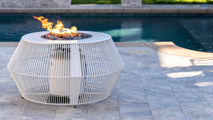 The Outdoor Plus Round Cesto 60" Powder Coated Liquid Propane Fire Pit with Flame Sense with Spark Ignition