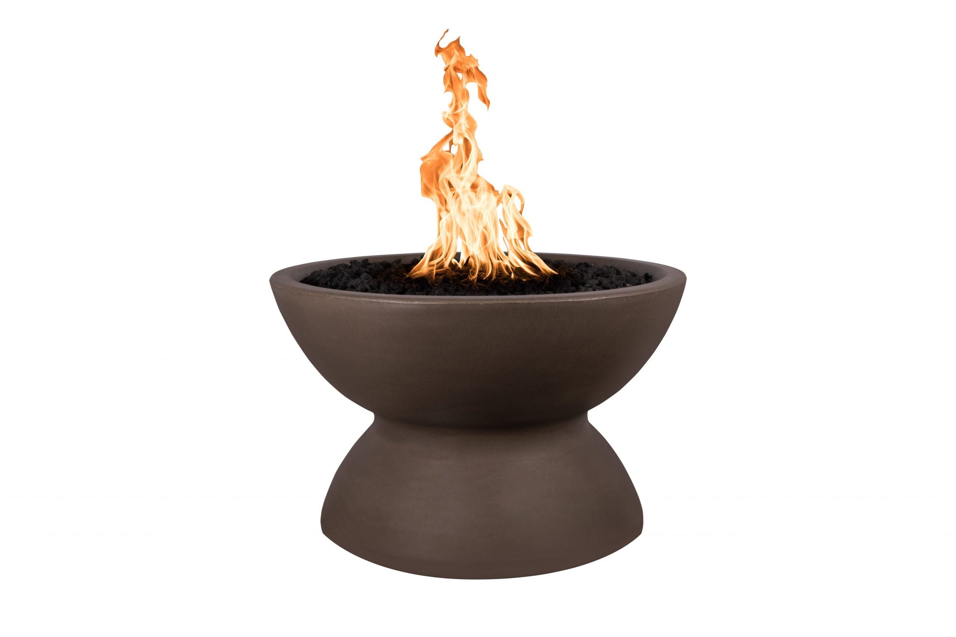 The Outdoor Plus Round Copa 33" Ash GFRC Concrete Liquid Propane Fire Pit with 12V Electronic Ignition