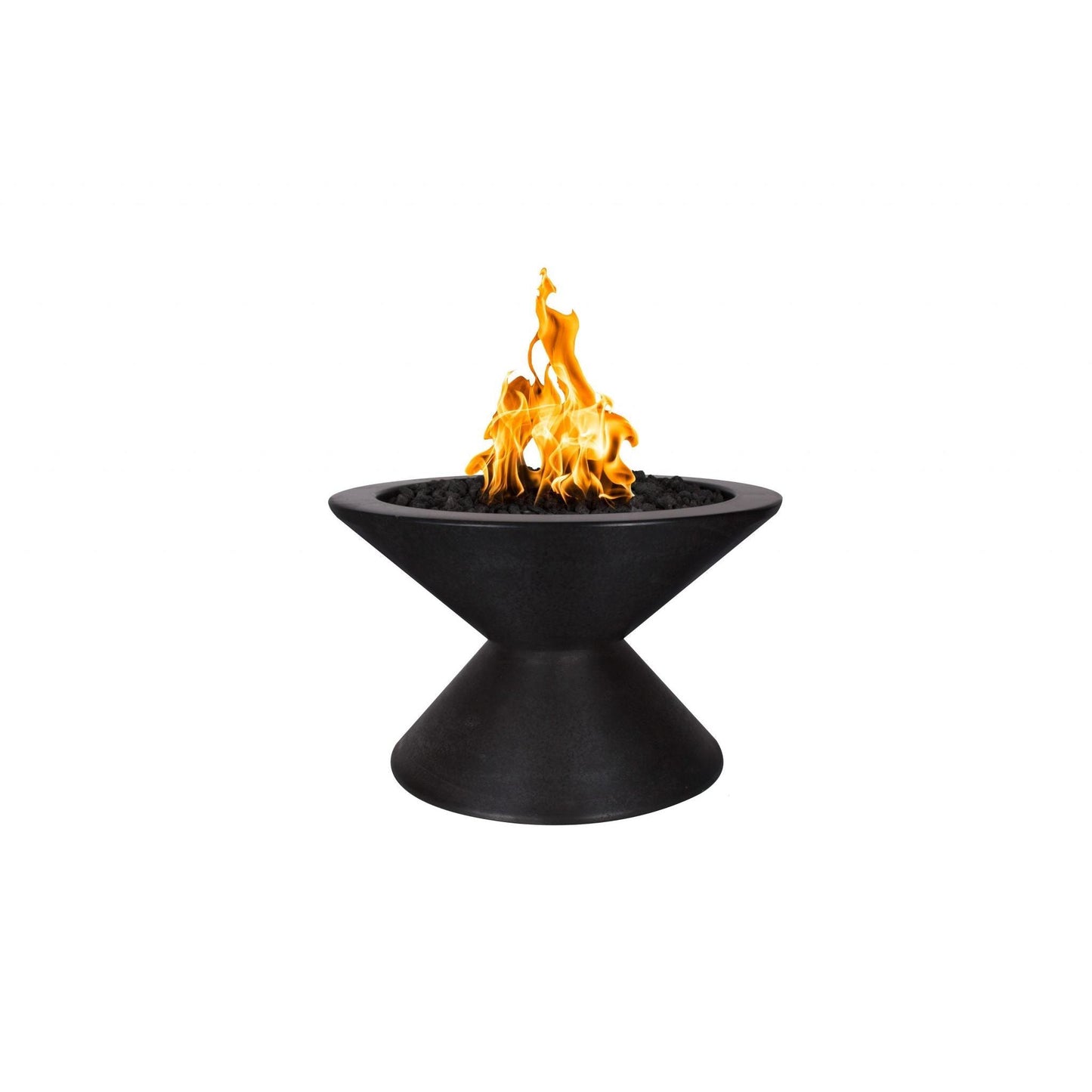 The Outdoor Plus Round Lucia 31" Ash GFRC Concrete Liquid Propane Fire Pit with 12V Electronic Ignition