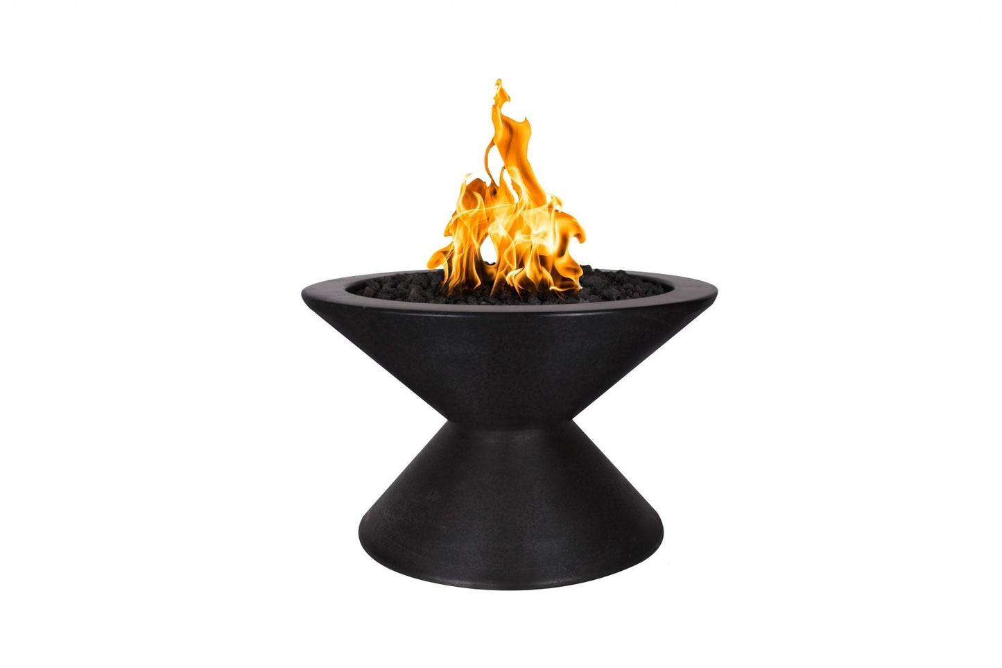 The Outdoor Plus Round Lucia 31" Chocolate GFRC Concrete Liquid Propane Fire Pit with 110V Electronic Ignition