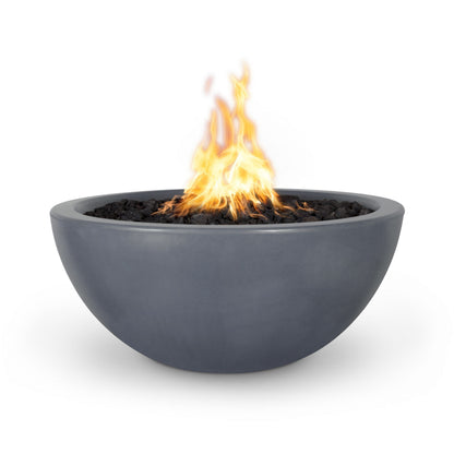 The Outdoor Plus Round Luna 30" Metallic Copper GFRC Concrete Natural Gas Fire Bowl with Match Lit with Flame Sense Ignition