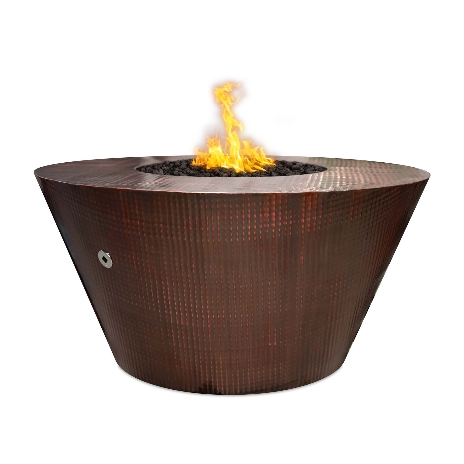 The Outdoor Plus Round Martillo 48" Black Powder Coated Metal Liquid Propane Fire Pit with Flame Sense with Spark Ignition