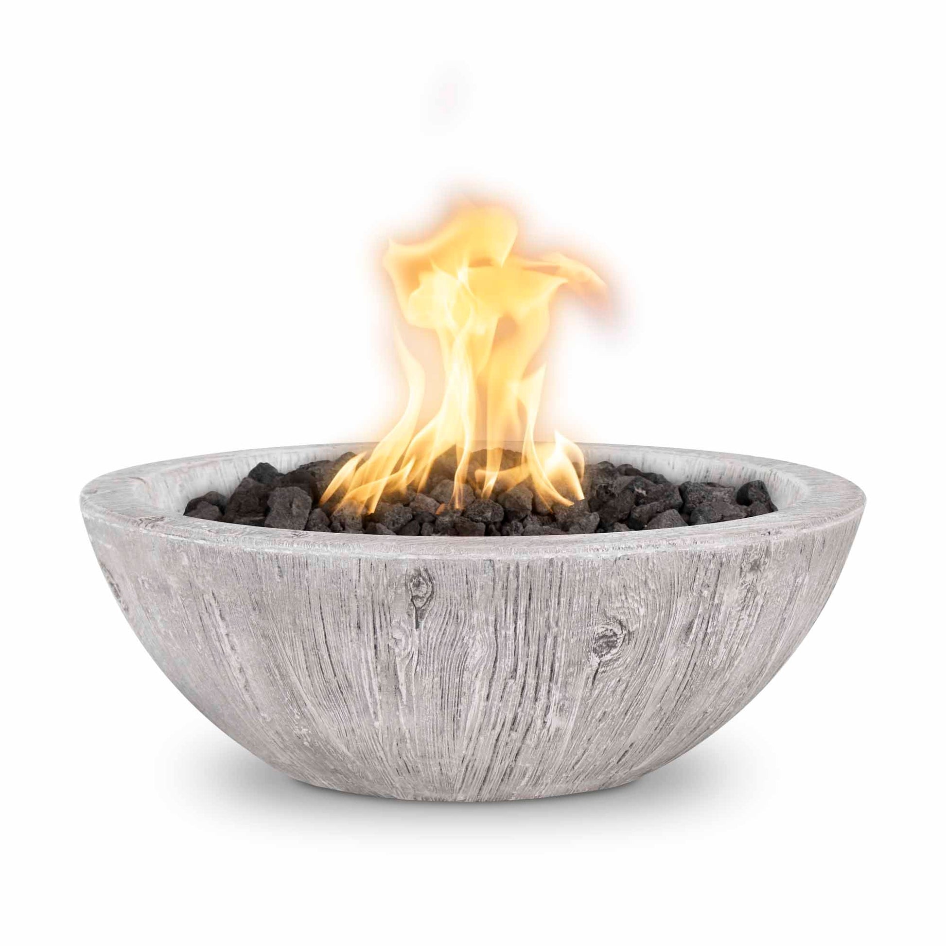 The Outdoor Plus Round Sedona 27" Gray Powder Coated Metal Natural Gas Fire Bowl with Match Lit with Flame Sense Ignition
