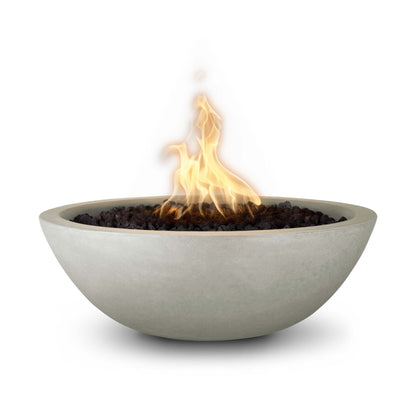 The Outdoor Plus Round Sedona 27" Metallic Bronze GFRC Concrete Natural Gas Fire Bowl with Match Lit with Flame Sense Ignition