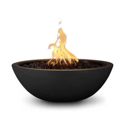 The Outdoor Plus Round Sedona 33" Brown GFRC Concrete Natural Gas Fire Bowl with Match Lit with Flame Sense Ignition